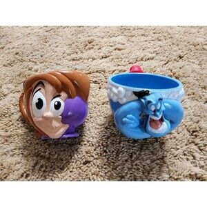 Disney On Ice Aladdin 1990's Collectible Genie & Abu Snow Cone Cups/Mugs